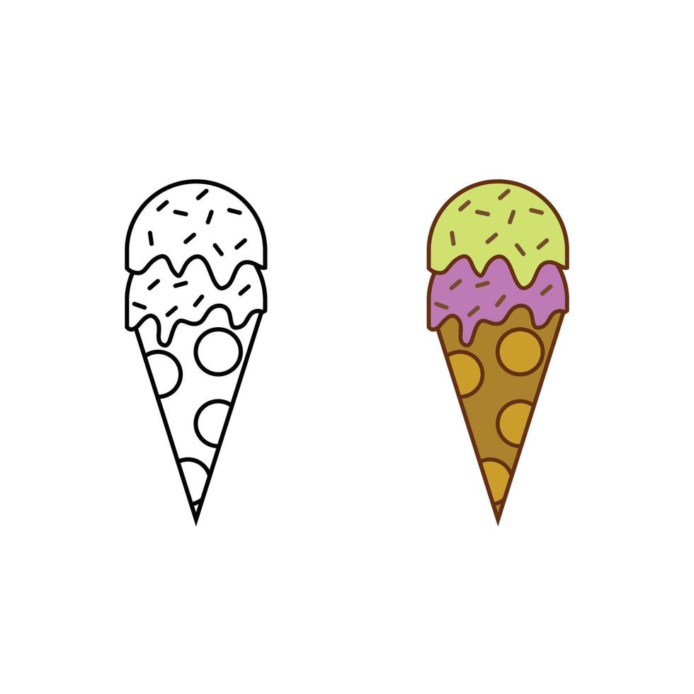 hielo crema logo icono ilustración vistoso y contorno vector