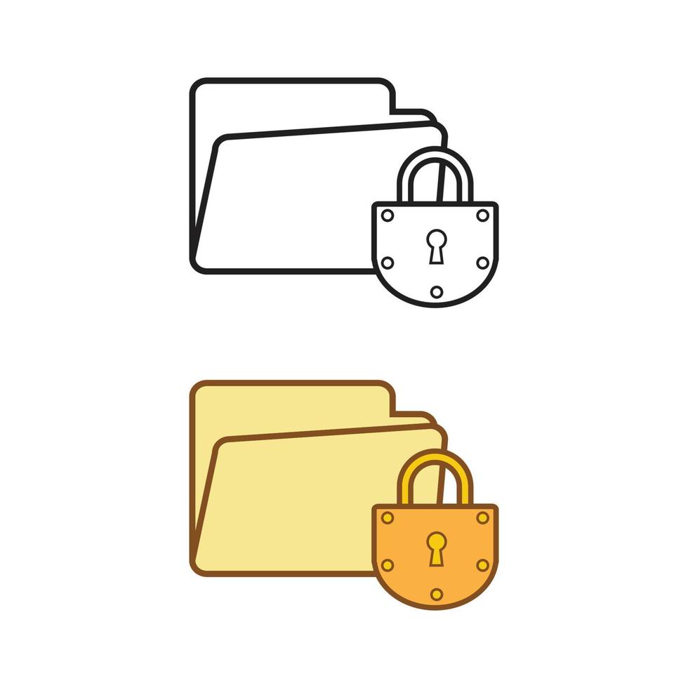 folder lock logo icon illustration colorful and outline vector