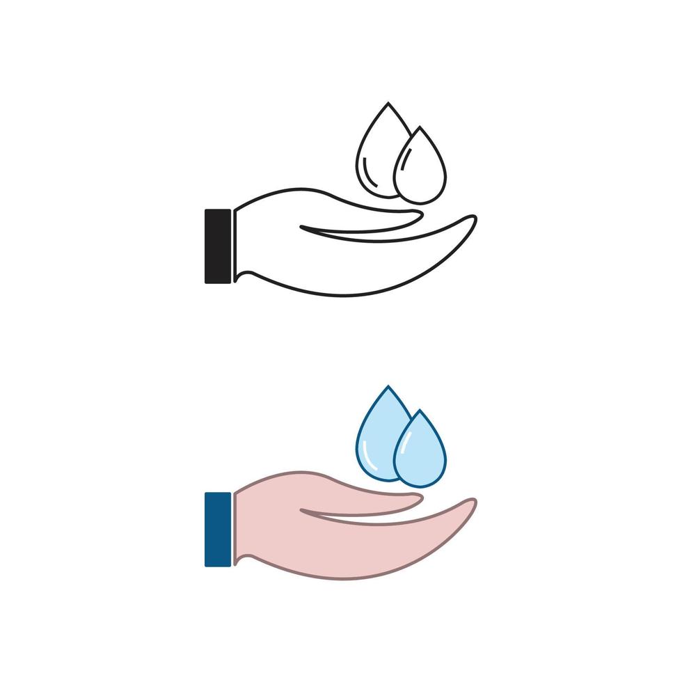 mano agua logo icono ilustración vistoso y contorno vector