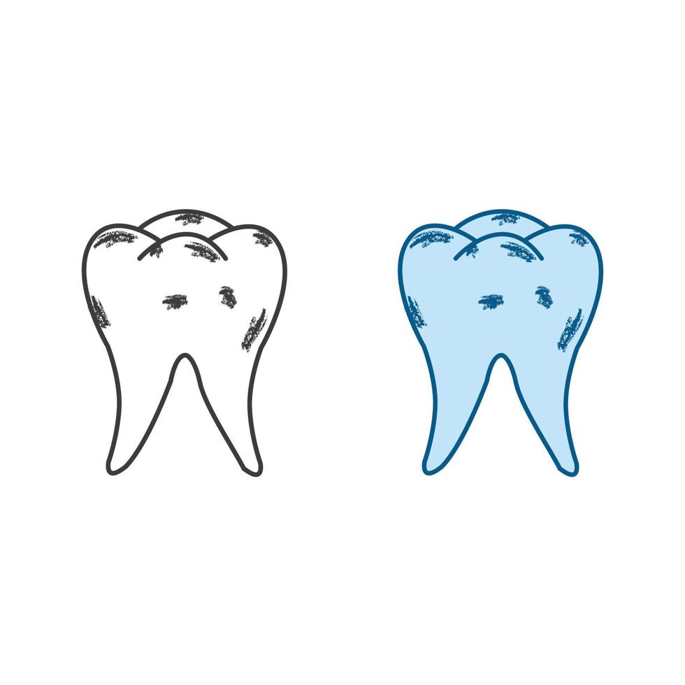 cavity tooth logo icon illustration colorful and outline vector