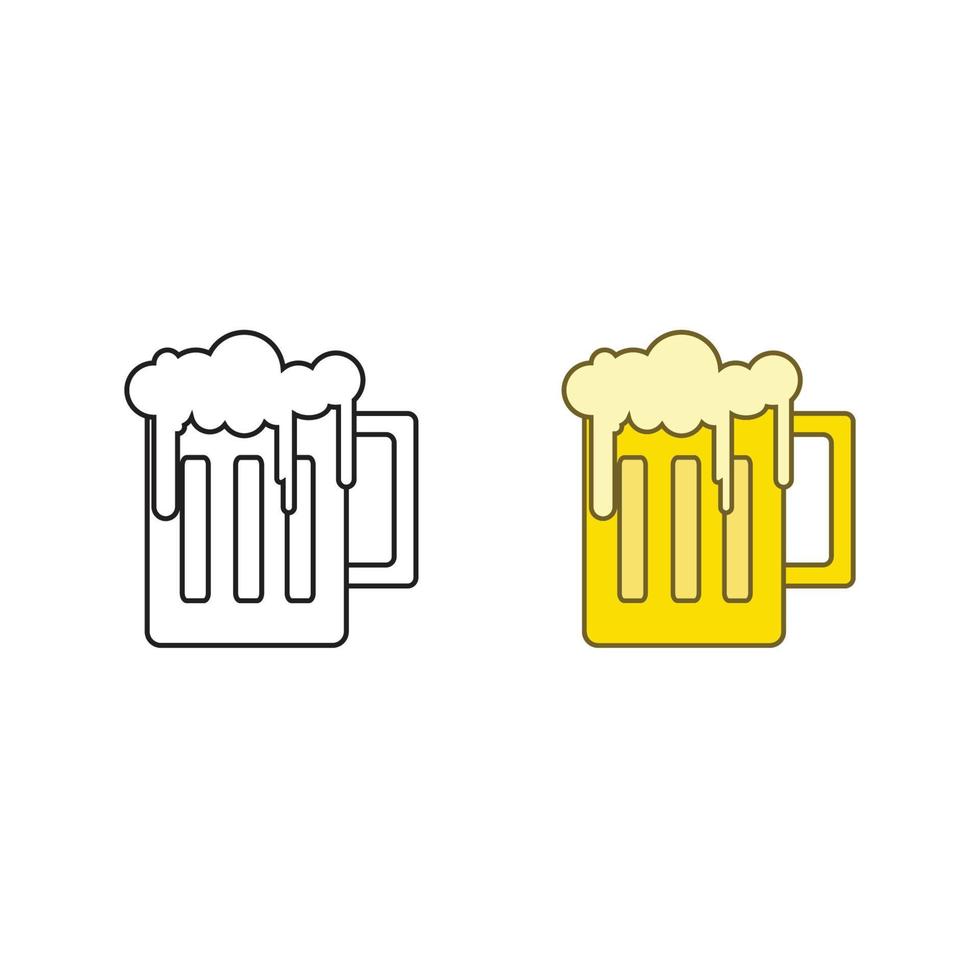 cerveza logo icono ilustración vistoso y contorno vector