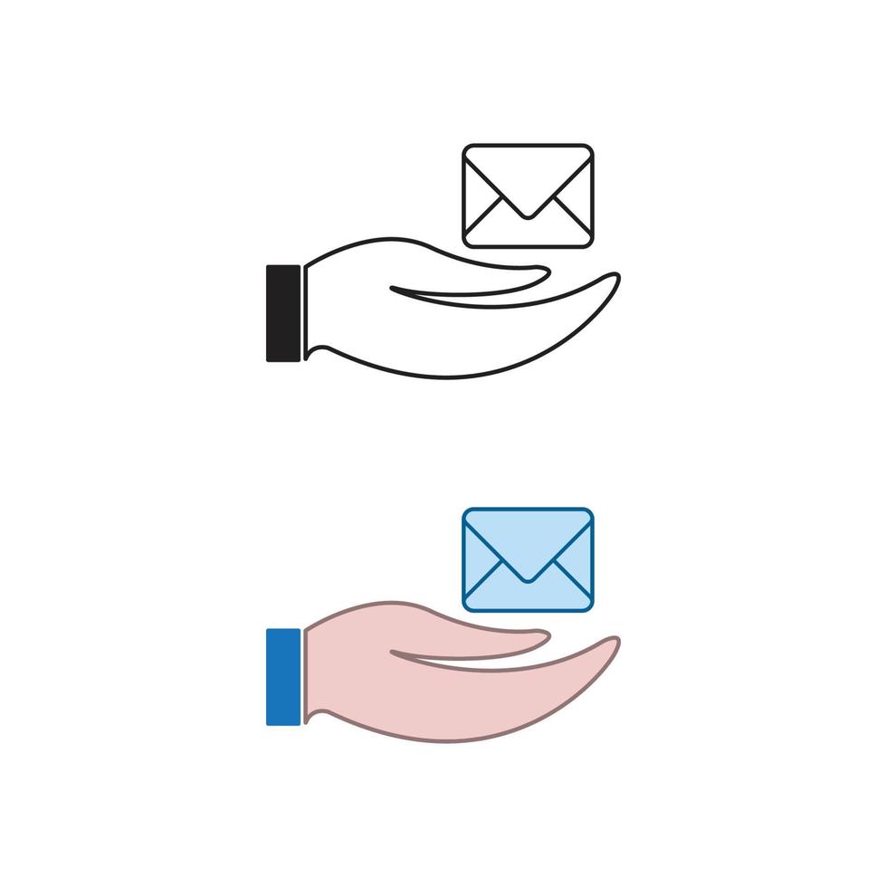 mano correo logo icono ilustración vistoso y contorno vector