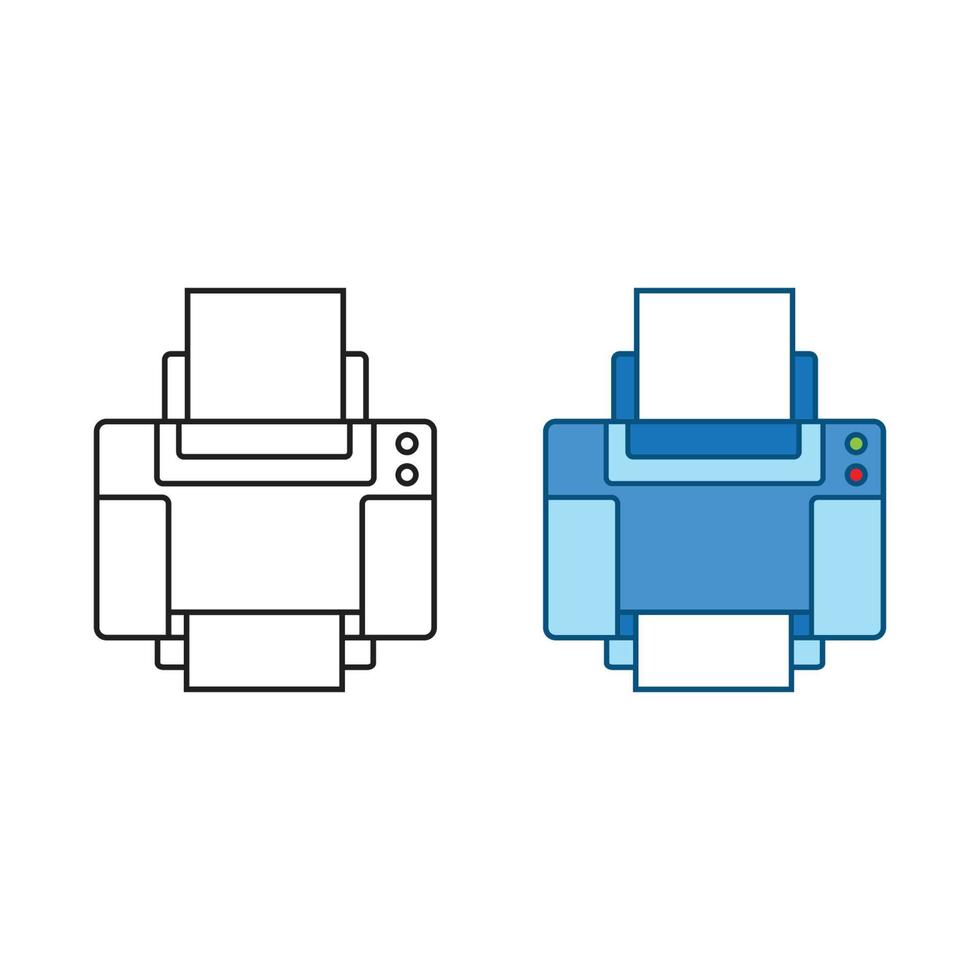 impresora logo icono ilustración vistoso y contorno vector