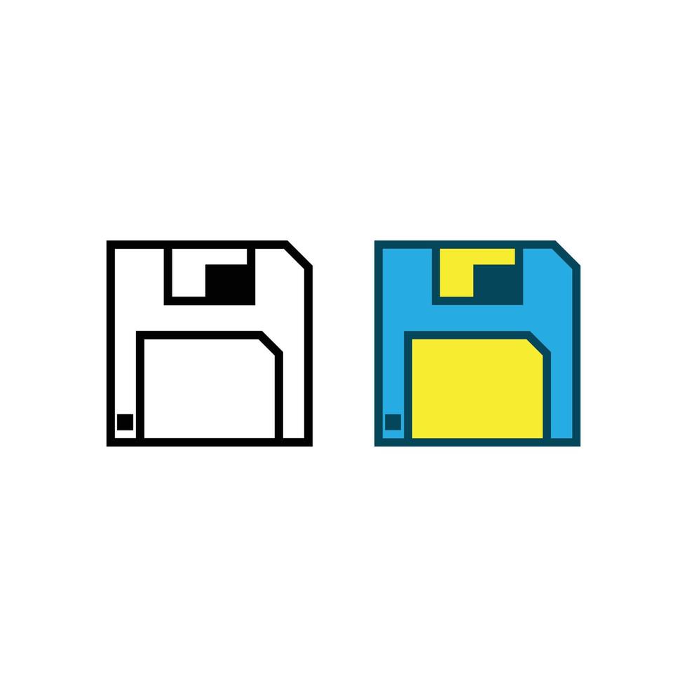 diskette logo icon illustration colorful and outline vector