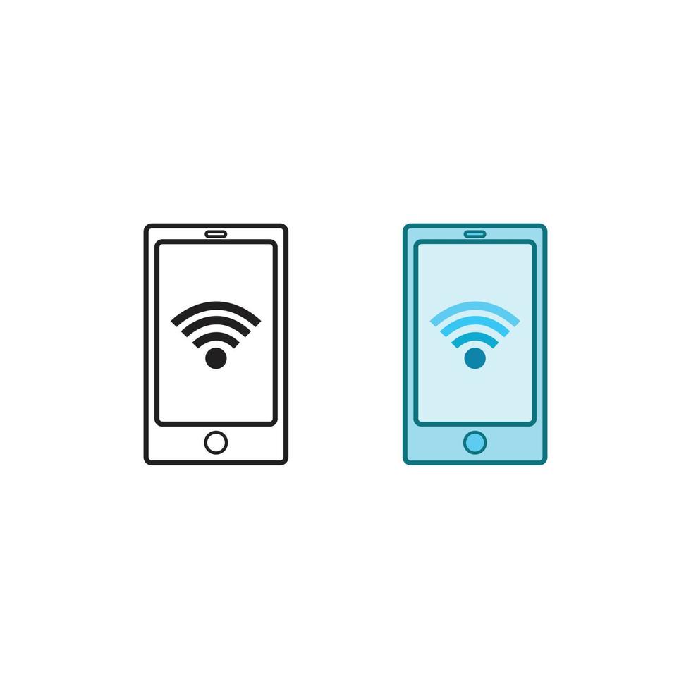 móvil teléfono punto de acceso logo icono ilustración vistoso y contorno vector