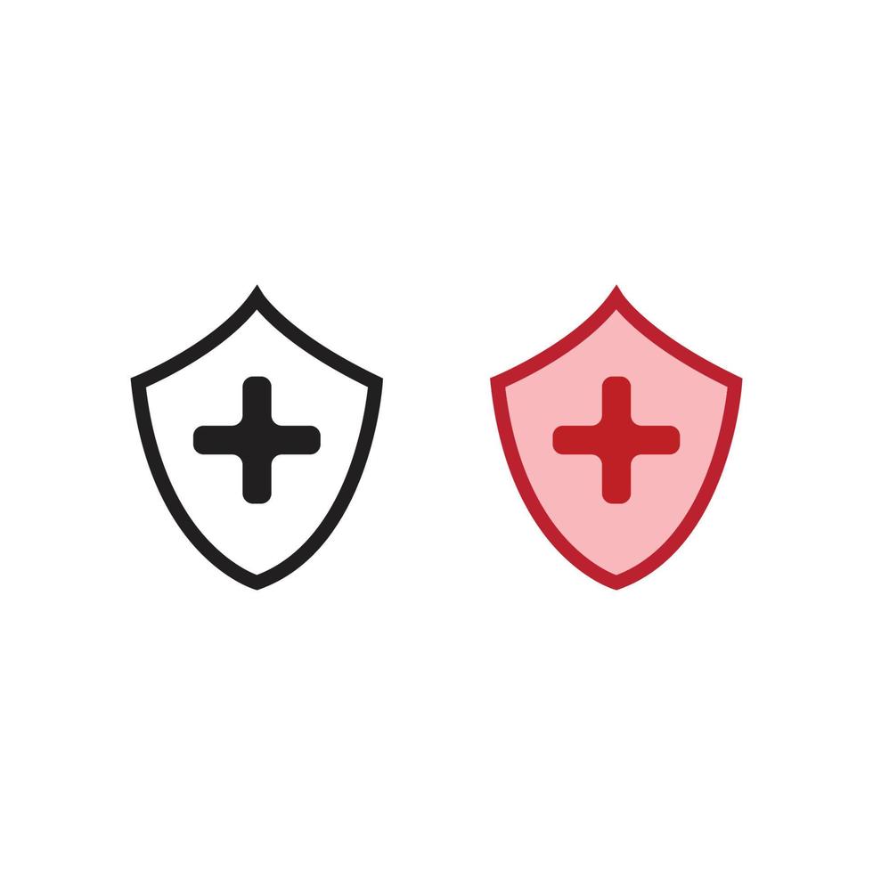 medical shield logo icon illustration colorful and outline vector