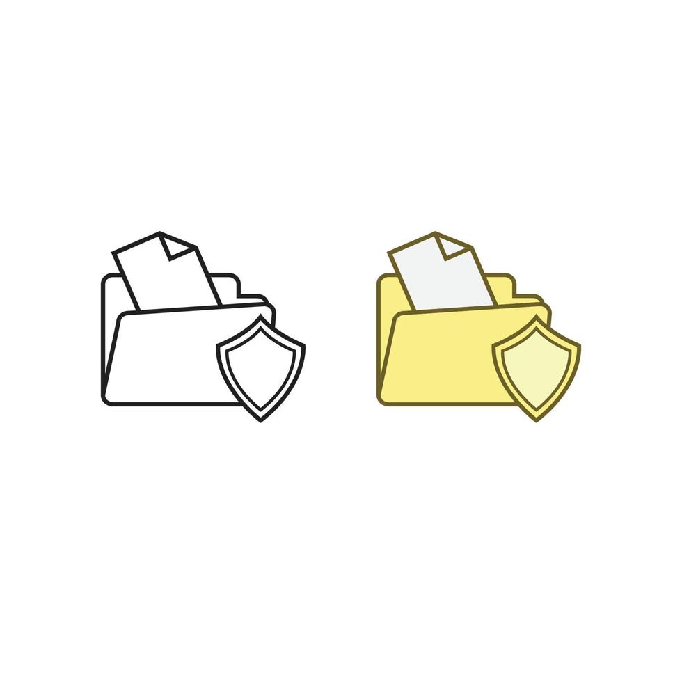 folder guard icon illustration colorful and outline vector