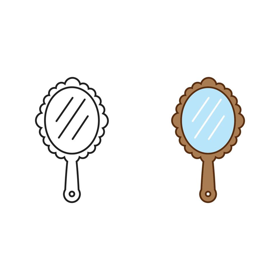 make up mirror logo icon illustration colorful and outline vector