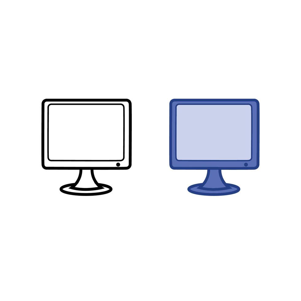 monitor logo icono ilustración vistoso y contorno vector