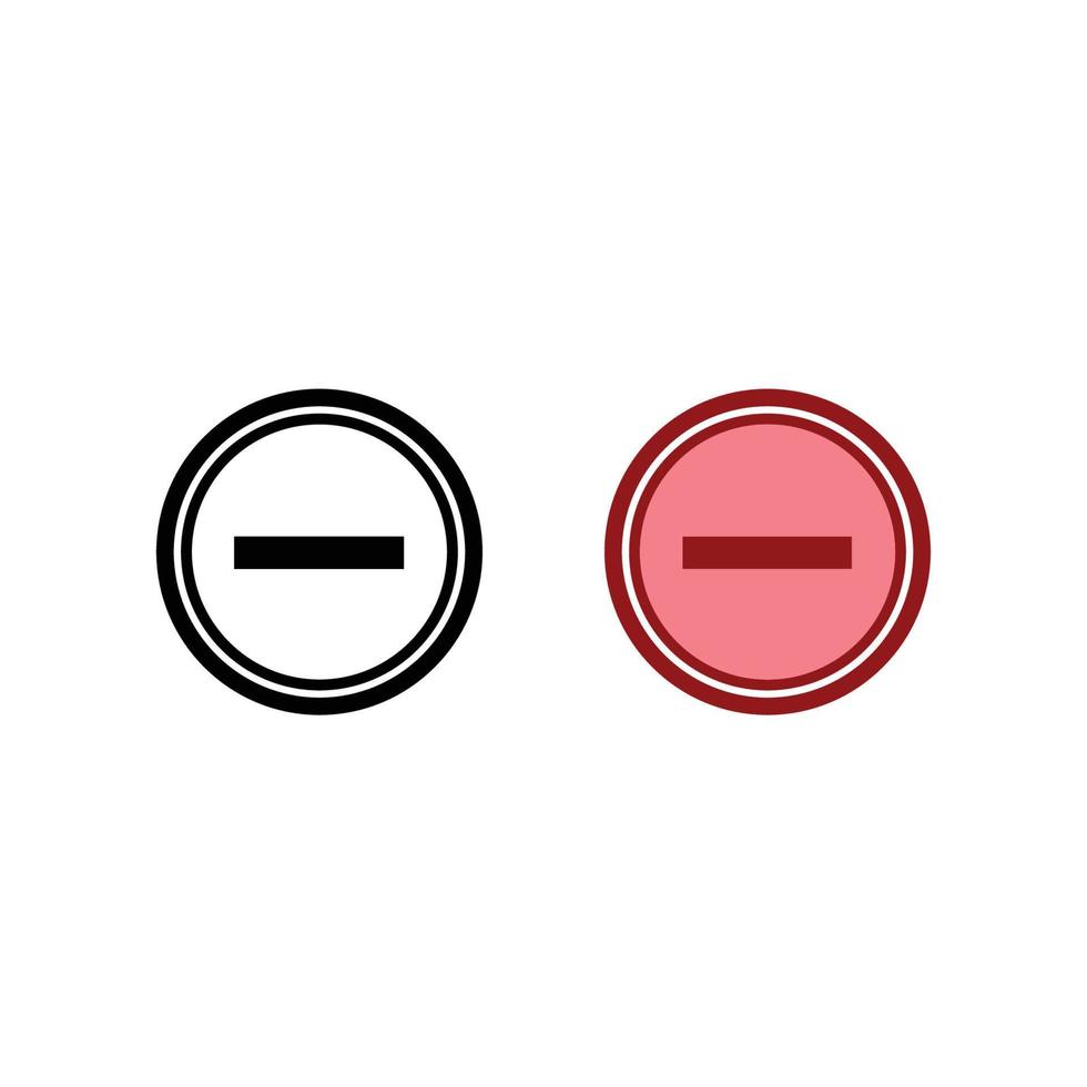 negative sign logo icon illustration colorful and outline vector