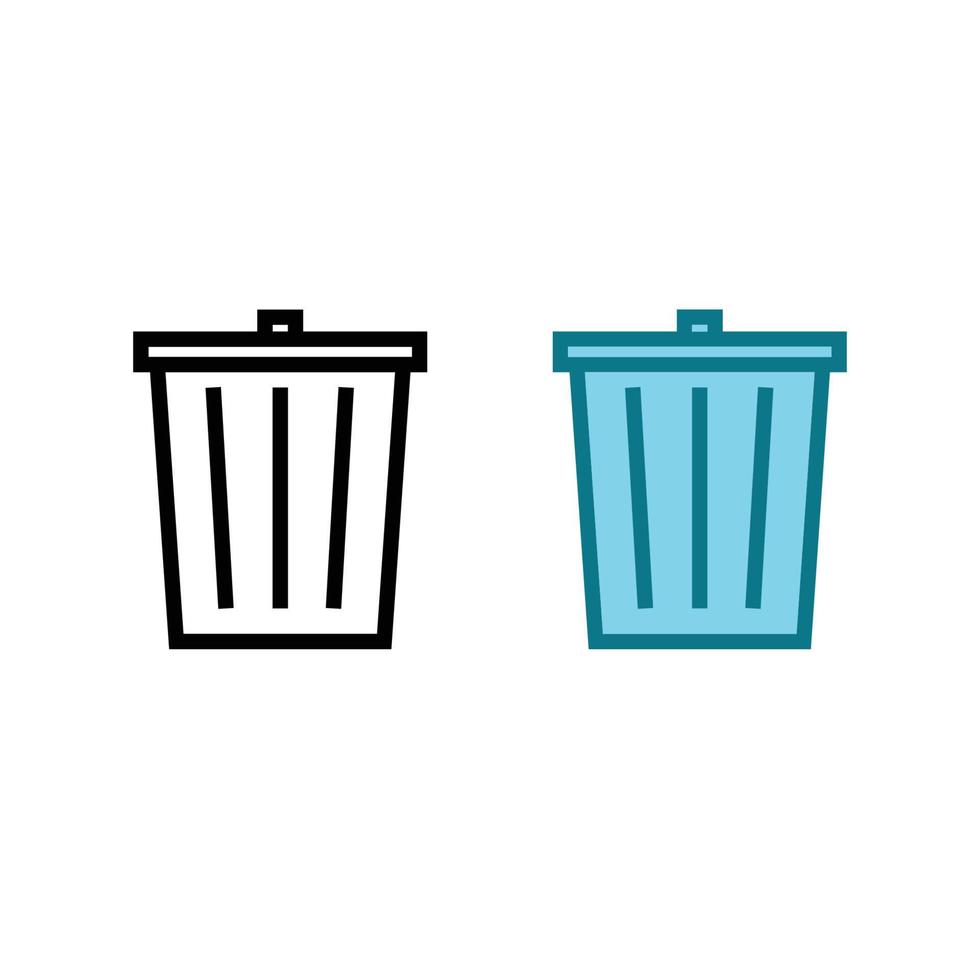 trash can logo icon illustration colorful and outline vector