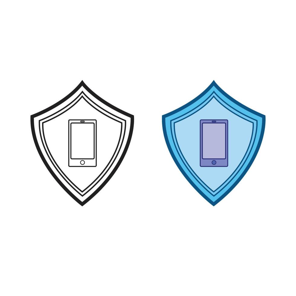 phone guard logo icon illustration colorful and outline vector