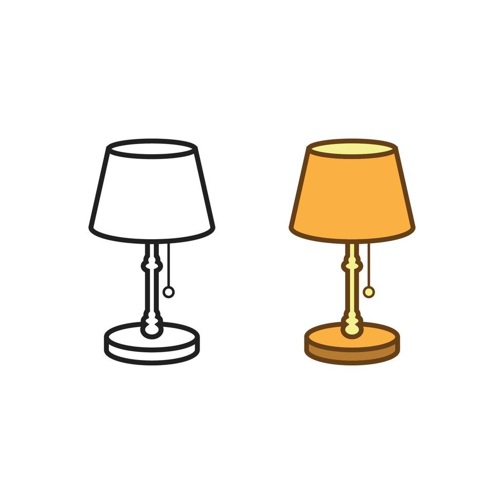 habitación lámpara logo icono ilustración vistoso y contorno vector