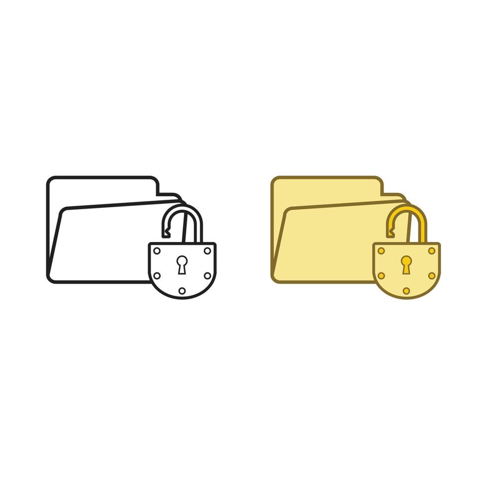 folder lock logo icon illustration colorful and outline vector