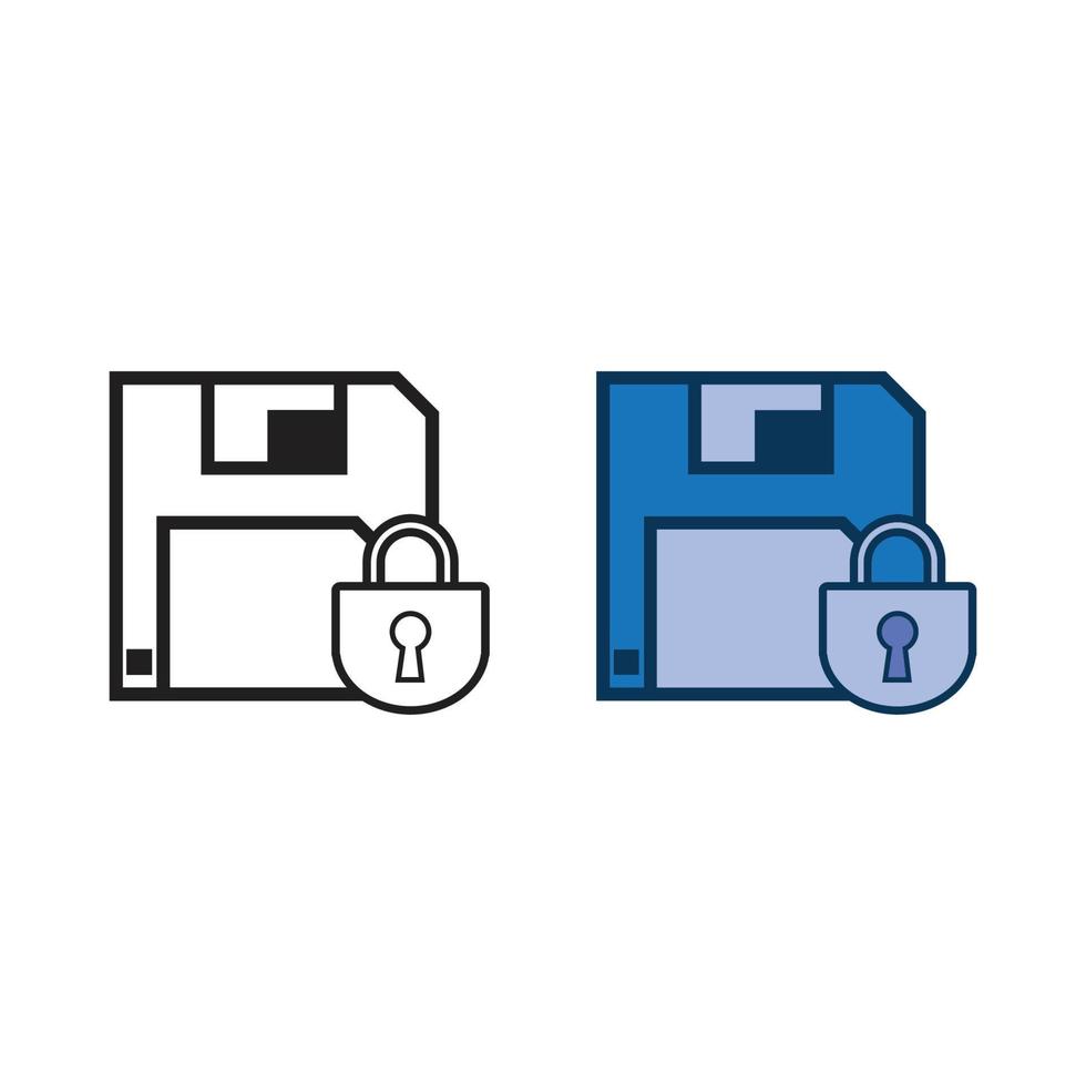 datos bloquear logo icono ilustración vistoso y contorno vector