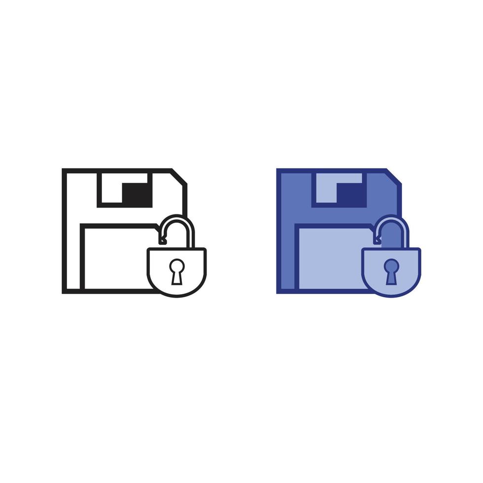 datos bloquear logo icono ilustración vistoso y contorno vector