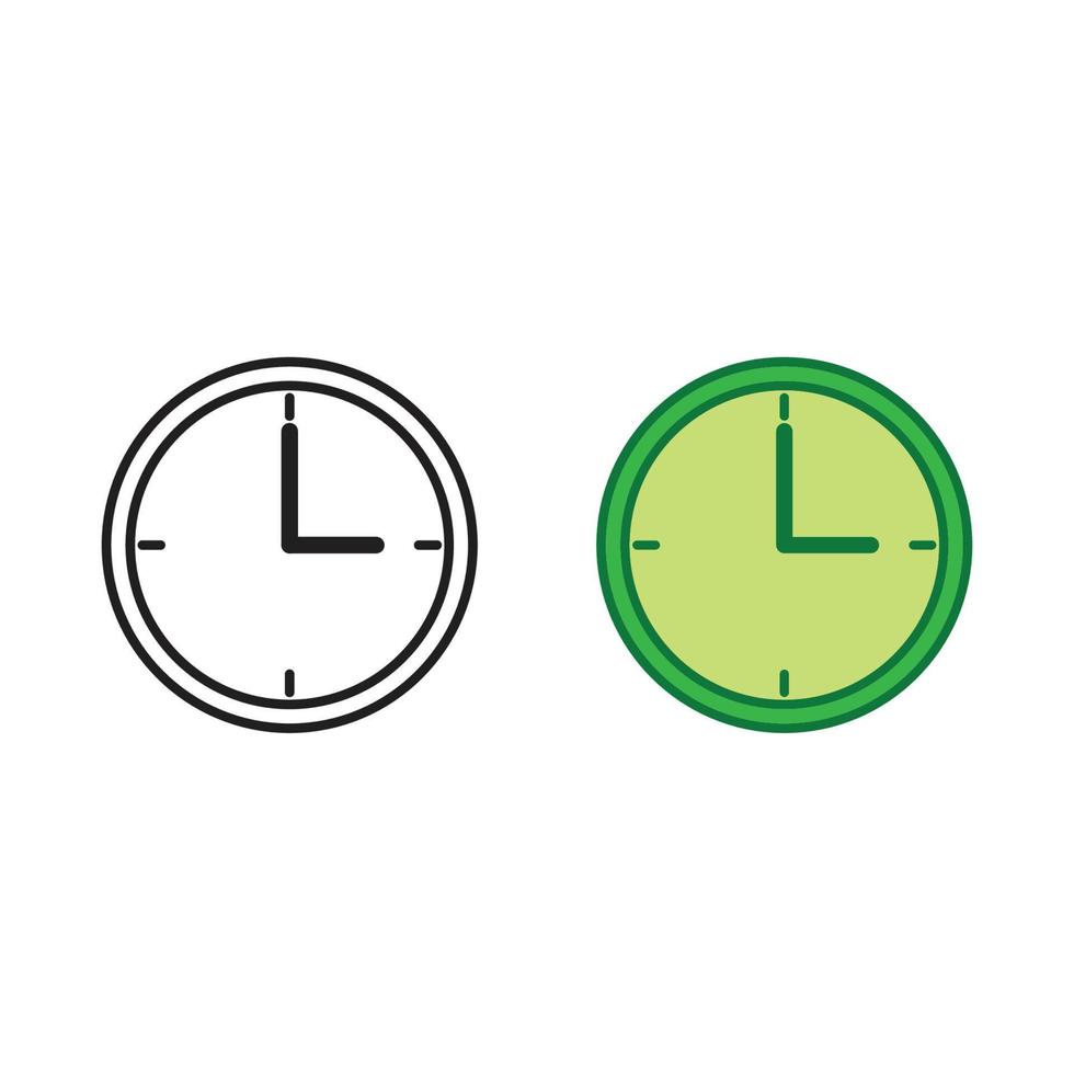 clock logo icon illustration colorful and outline vector