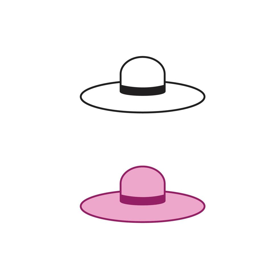beach hat logo icon illustration colorful and outline vector
