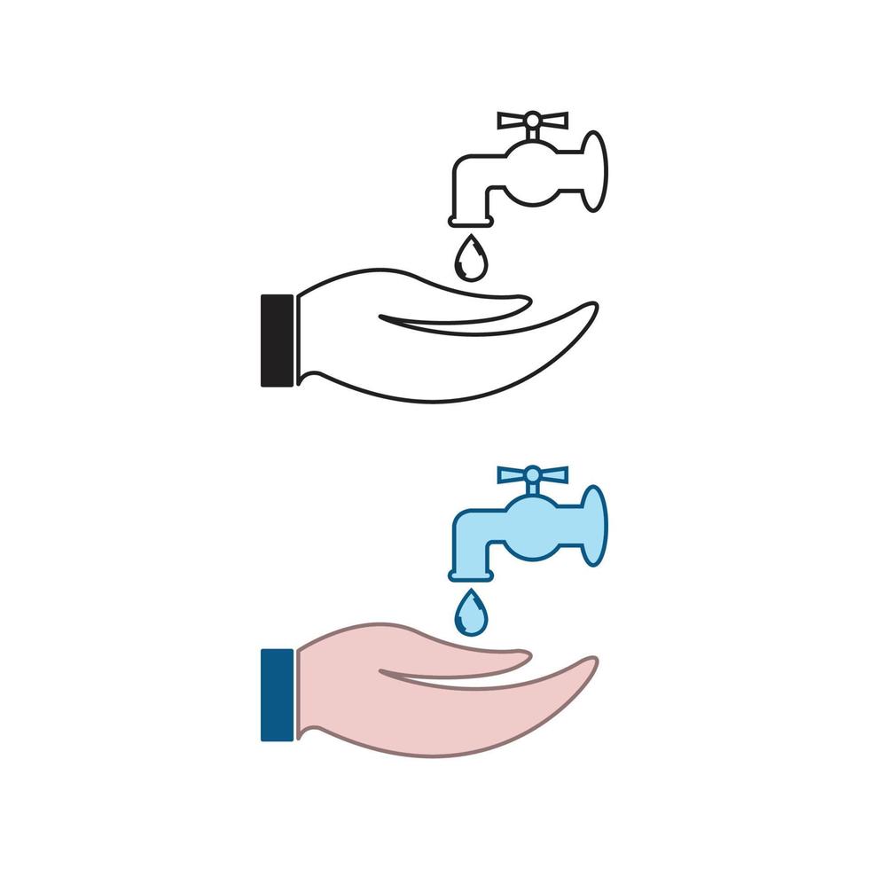 mano lavar logo icono ilustración vistoso y contorno vector