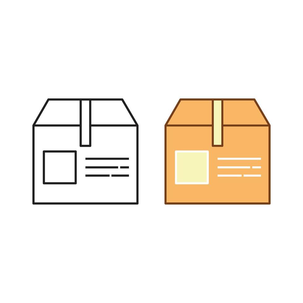 paquete caja logo icono ilustración vistoso y contorno vector