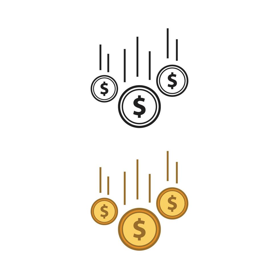 money dollar coin logo icon illustration colorful and outline vector