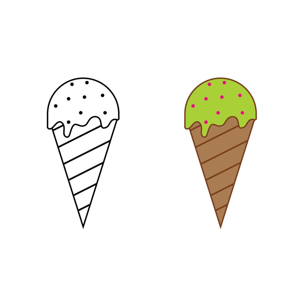 ice cream logo icon illustration colorful and outline vector