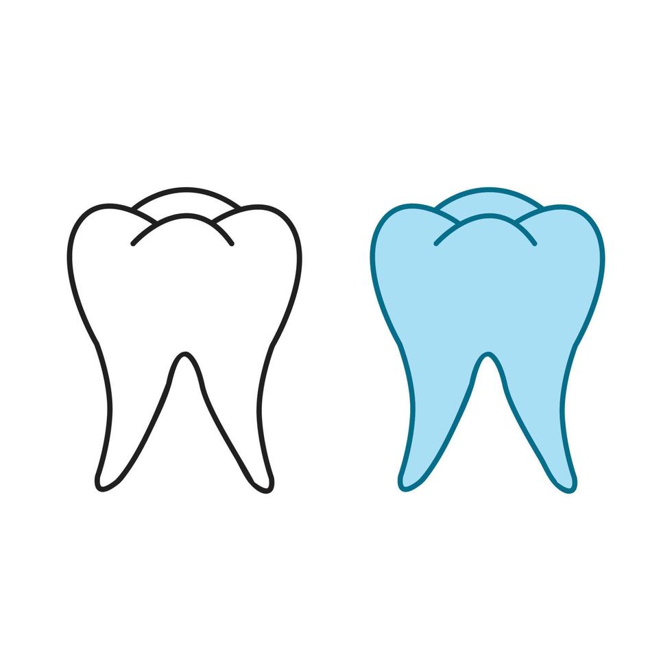 tooth logo icon illustration colorful and outline vector