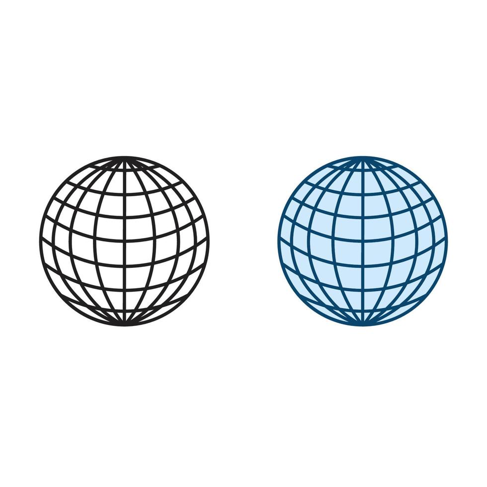 globe world logo icon illustration colorful and outline vector