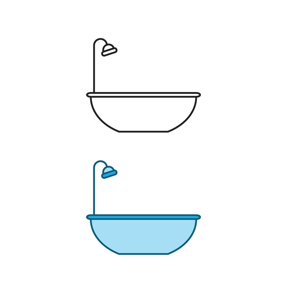 bañera logo icono ilustración vistoso y contorno vector