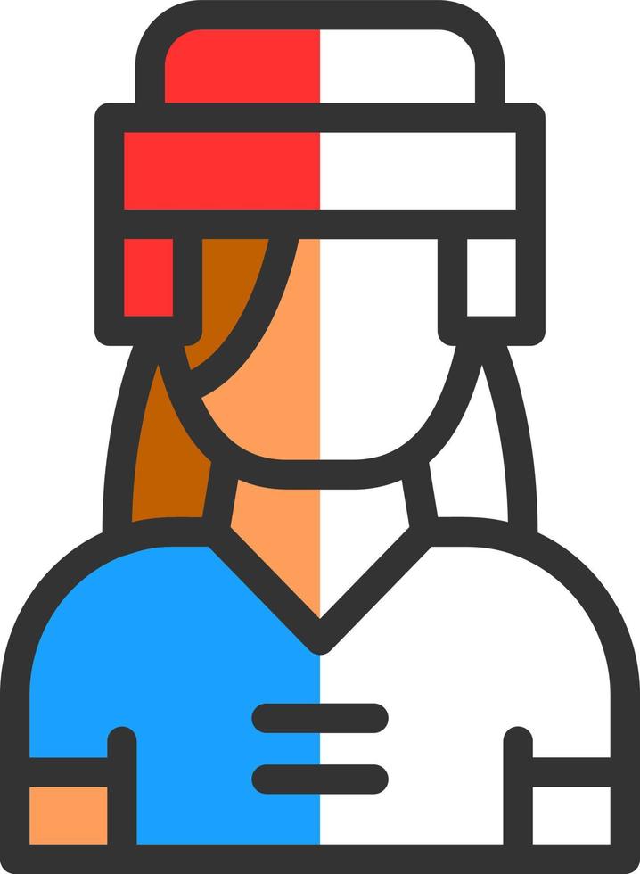 Hockey Player Woman Vector Icon Design