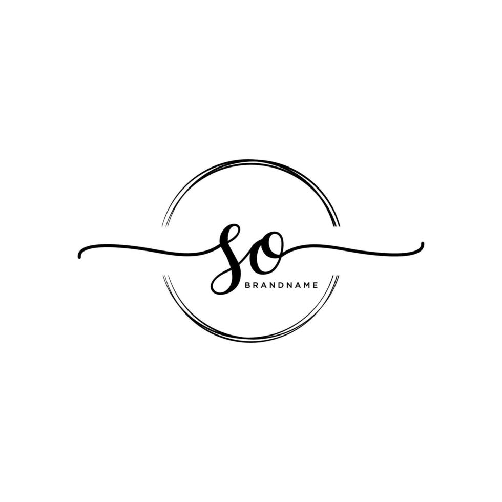 Initial SO feminine logo collections template. handwriting logo of initial signature, wedding, fashion, jewerly, boutique, floral and botanical with creative template for any company or business. vector