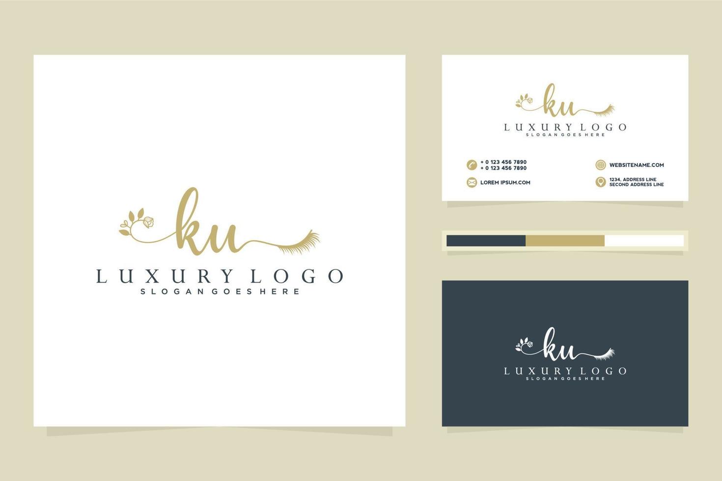 Initial KU Feminine logo collections and business card templat Premium Vector