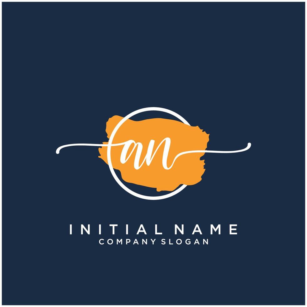 Initial AN feminine logo collections template. handwriting logo of initial signature, wedding, fashion, jewerly, boutique, floral and botanical with creative template for any company or business. vector