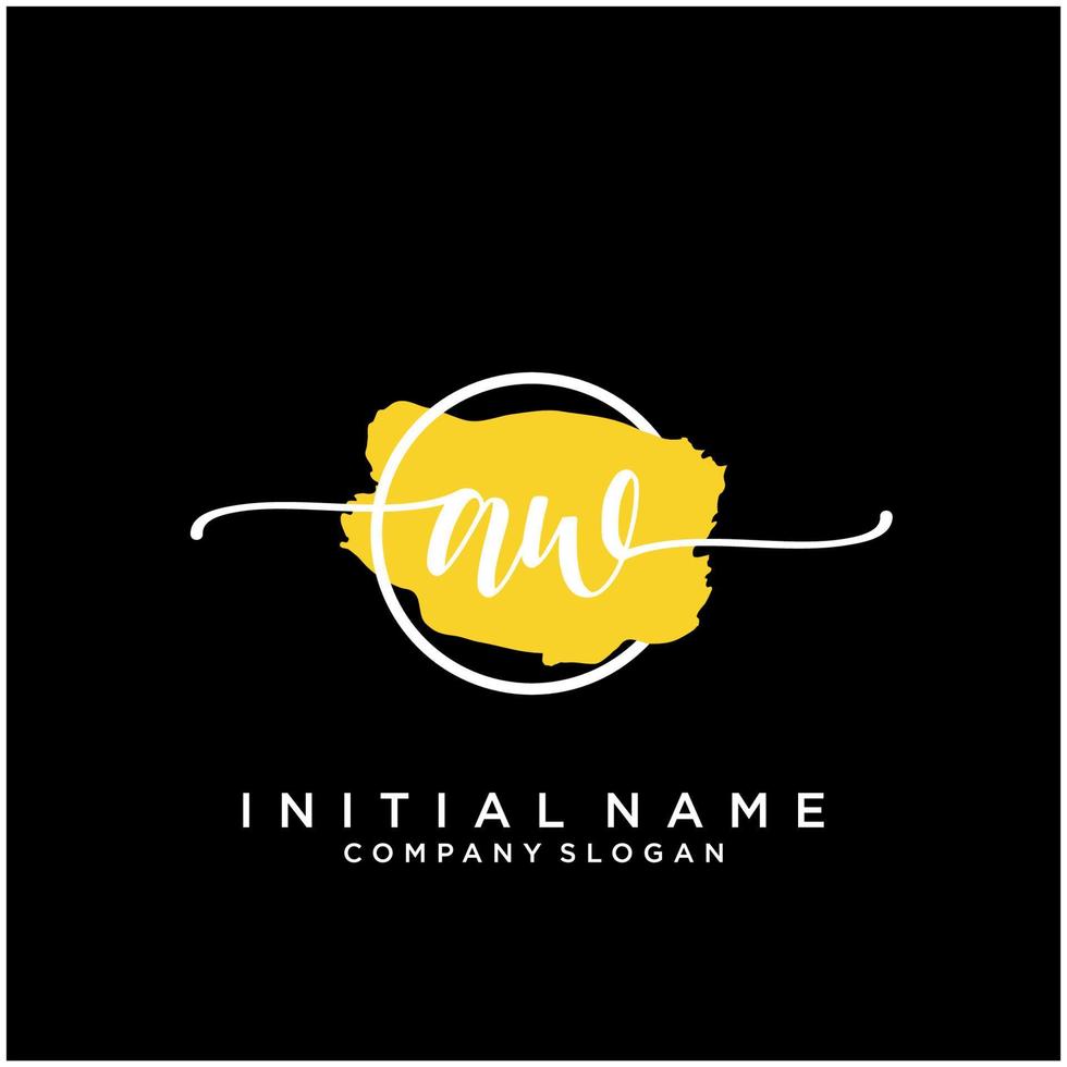 Initial AW feminine logo collections template. handwriting logo of initial signature, wedding, fashion, jewerly, boutique, floral and botanical with creative template for any company or business. vector