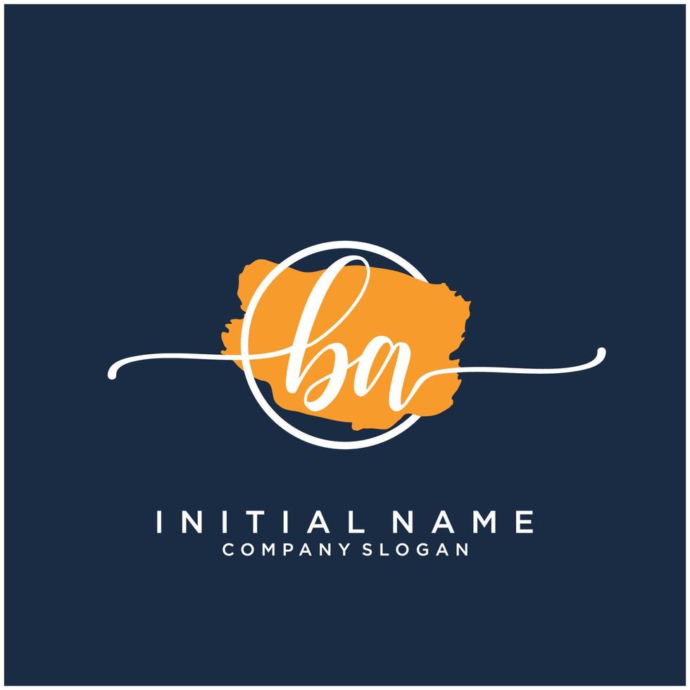 Initial BA feminine logo collections template. handwriting logo of initial signature, wedding, fashion, jewerly, boutique, floral and botanical with creative template for any company or business. vector