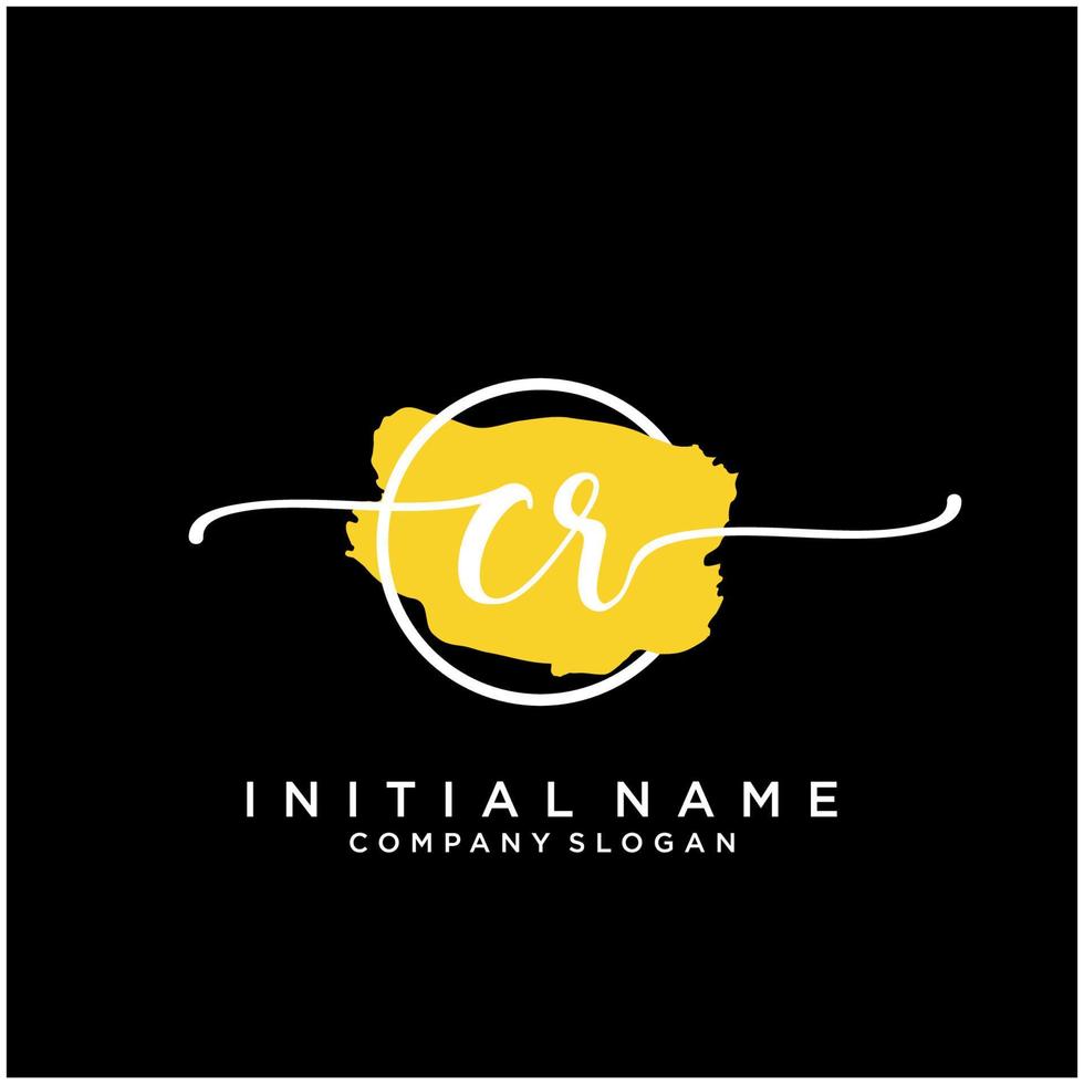 Initial CR feminine logo collections template. handwriting logo of initial signature, wedding, fashion, jewerly, boutique, floral and botanical with creative template for any company or business. vector