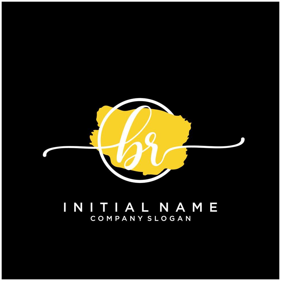 Initial BR feminine logo collections template. handwriting logo of initial signature, wedding, fashion, jewerly, boutique, floral and botanical with creative template for any company or business. vector