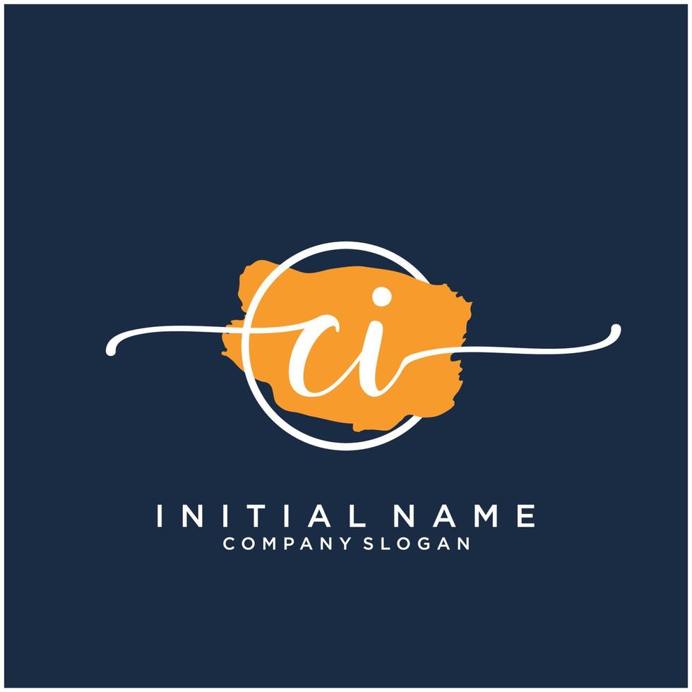 Initial CI feminine logo collections template. handwriting logo of initial signature, wedding, fashion, jewerly, boutique, floral and botanical with creative template for any company or business. vector