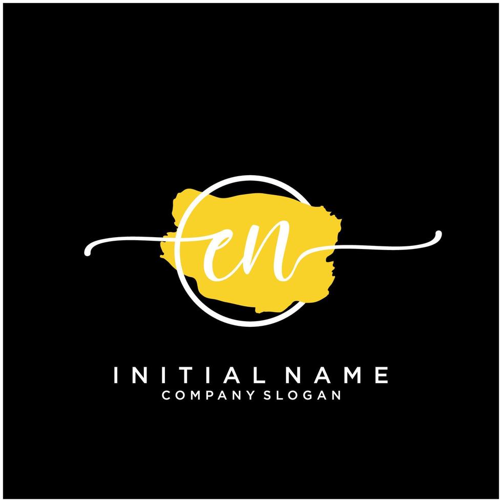 Initial EN feminine logo collections template. handwriting logo of initial signature, wedding, fashion, jewerly, boutique, floral and botanical with creative template for any company or business. vector