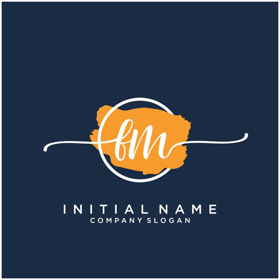 Initial FM feminine logo collections template. handwriting logo of initial signature, wedding, fashion, jewerly, boutique, floral and botanical with creative template for any company or business. vector