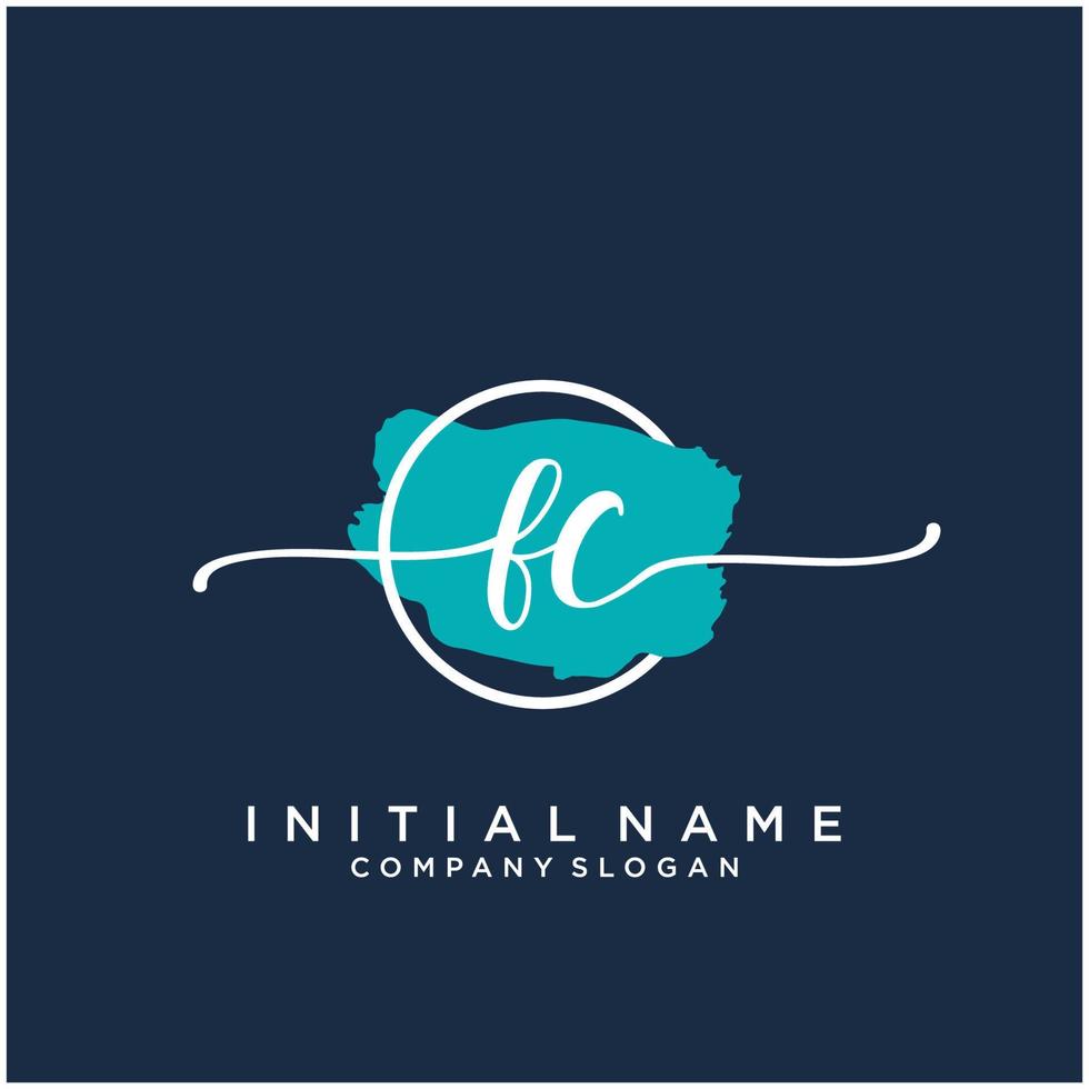 Initial FC feminine logo collections template. handwriting logo of initial signature, wedding, fashion, jewerly, boutique, floral and botanical with creative template for any company or business. vector