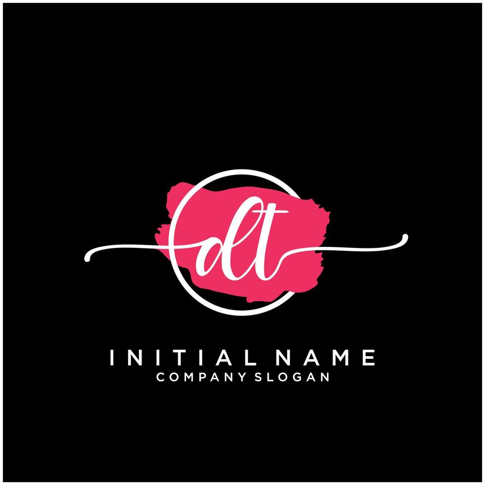 Initial DT feminine logo collections template. handwriting logo of initial signature, wedding, fashion, jewerly, boutique, floral and botanical with creative template for any company or business. vector