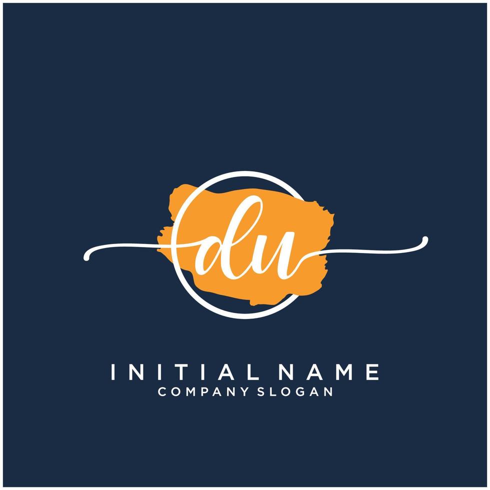 Initial DU feminine logo collections template. handwriting logo of initial signature, wedding, fashion, jewerly, boutique, floral and botanical with creative template for any company or business. vector