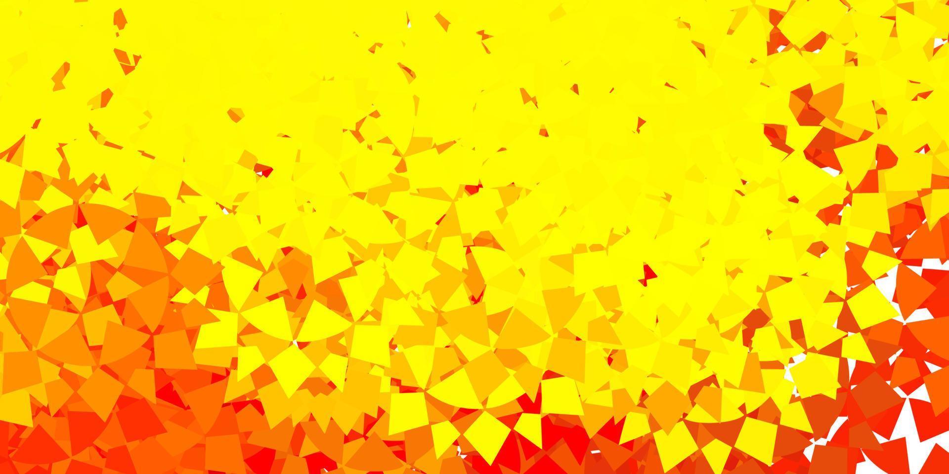 Telón de fondo de vector rojo, amarillo claro con triángulos, líneas.