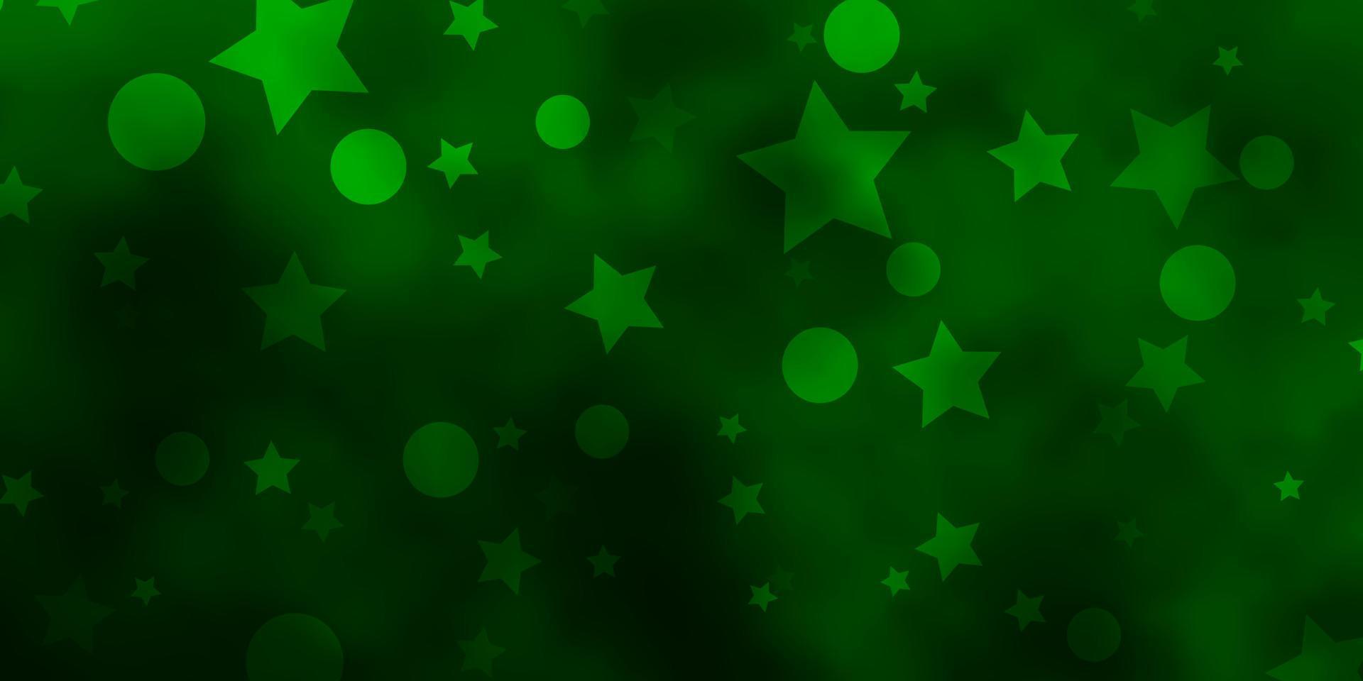 Fondo de vector verde claro con círculos, estrellas.