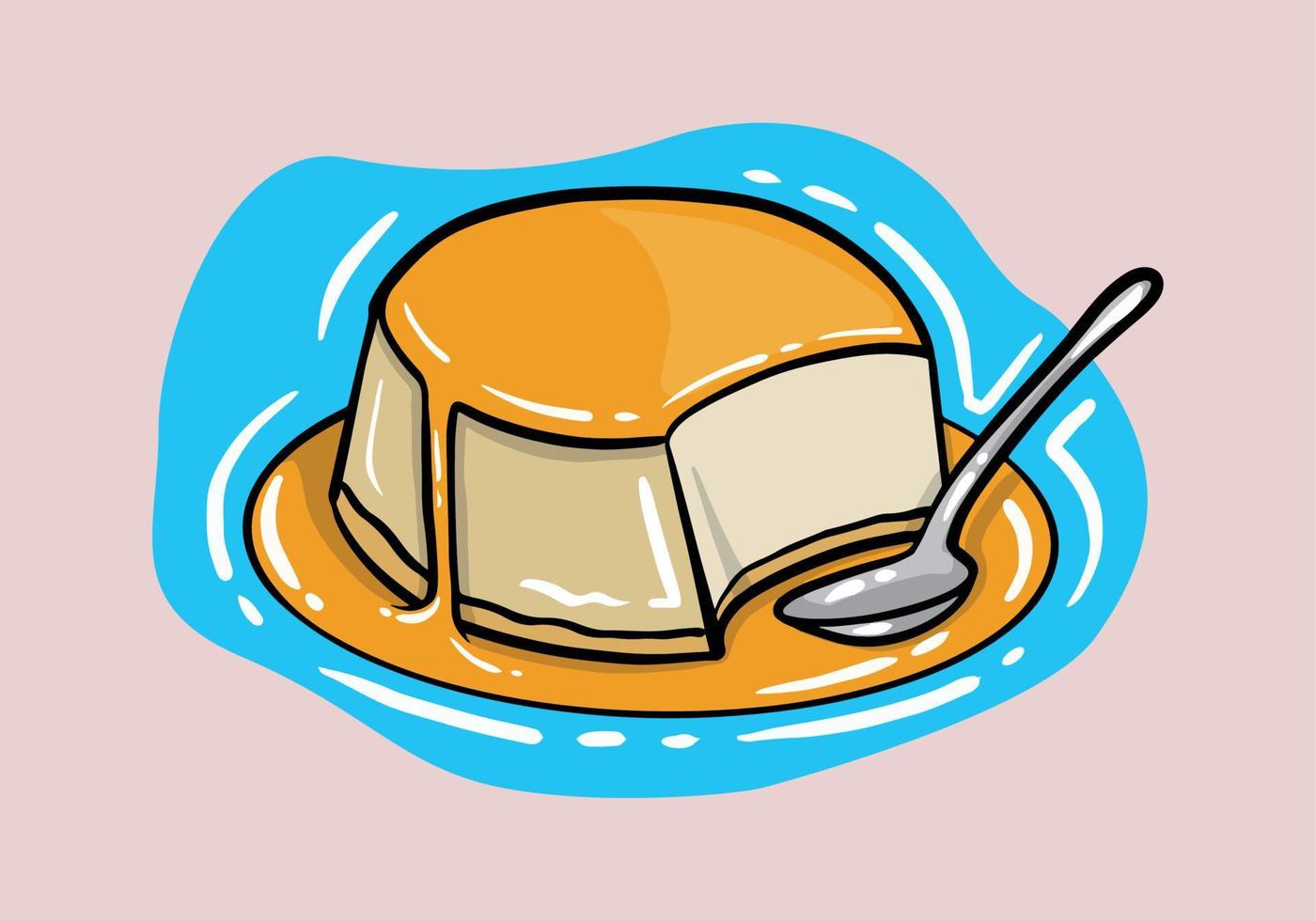 crema caramelo aislado en vector. bosquejado postre. garabatear ilustración vector