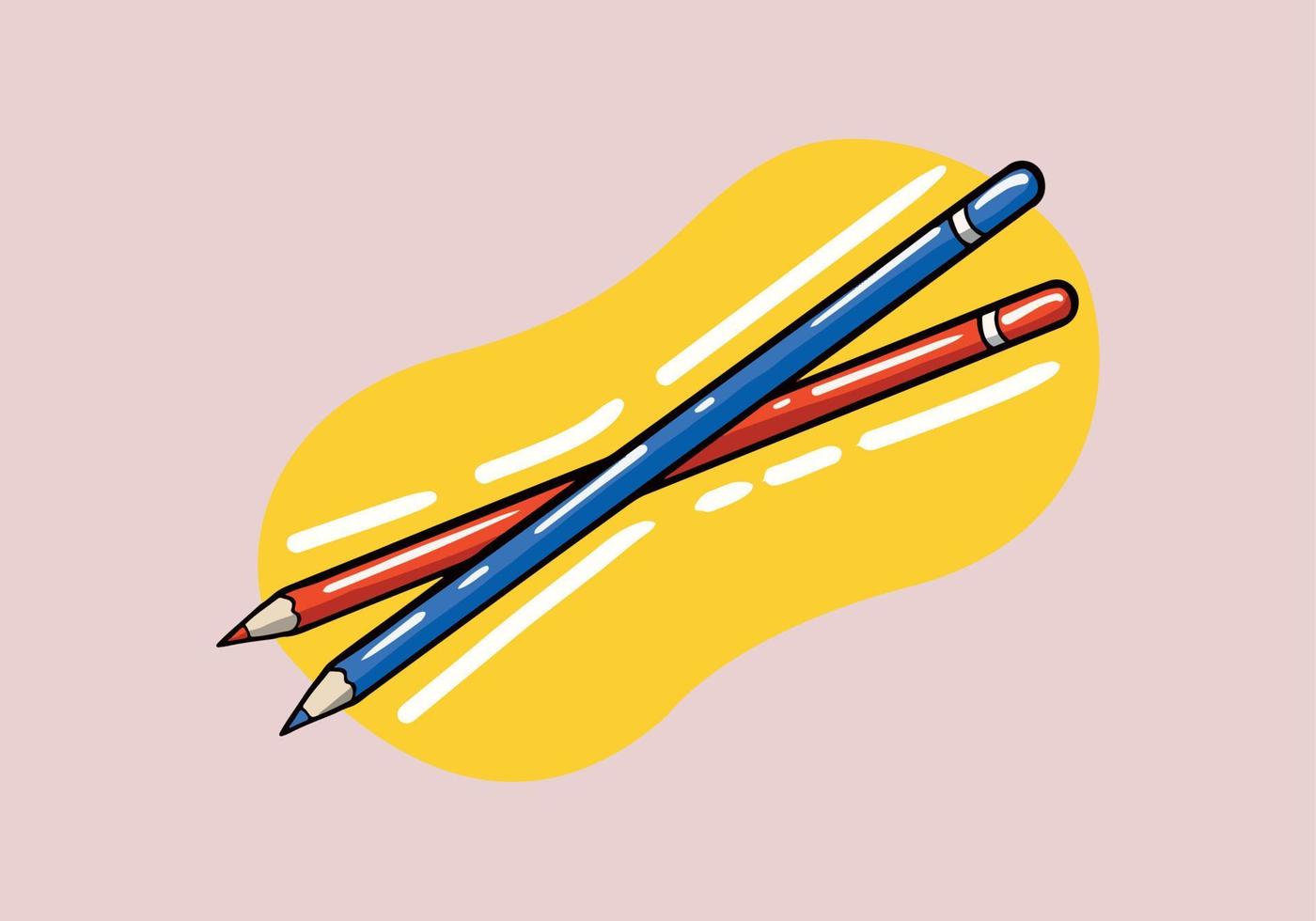 Hand drawn color pencil. Cartoon Style colored pencils. Vector flat icon.