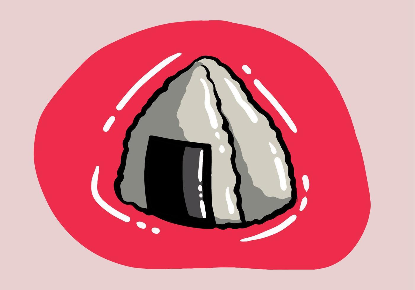 Japanese onigiri sushi with seaweed on wooden platter boards Japanese Rice Balls illustration vector. vector