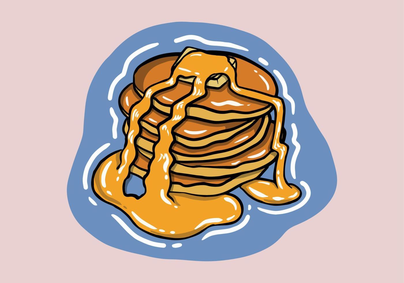 Pancakes with syrup and butter with honey vector. Pile of pancakes on a isolated background. Important day vector