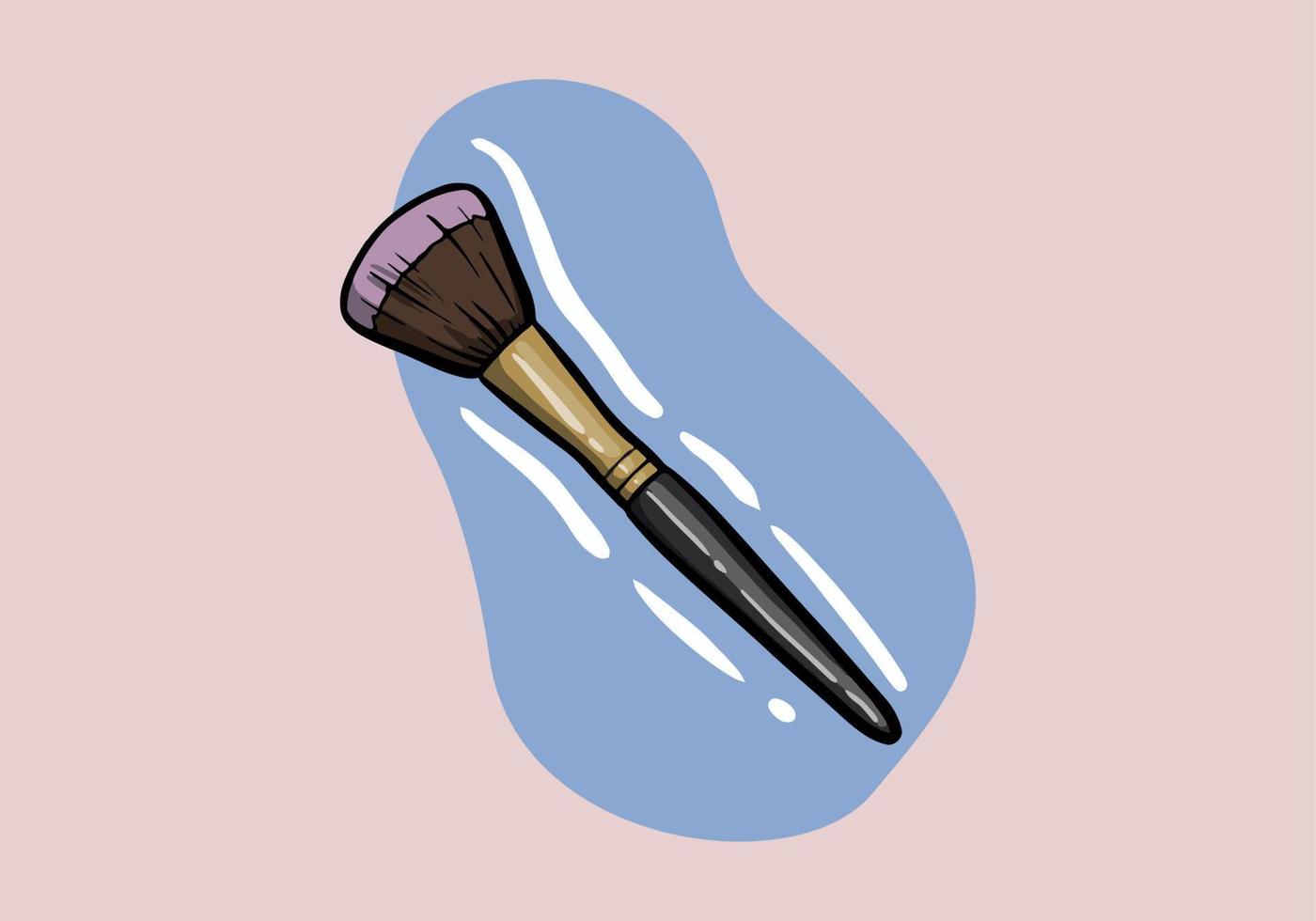 Hand drawn Makeup cosmetics tone powder or rouge blusher brush vector icon